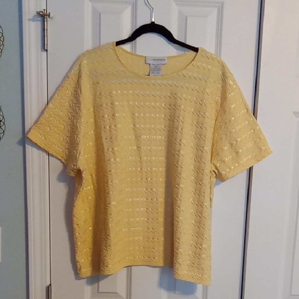 Alfred Dunner Light Yellow Textured Blouse